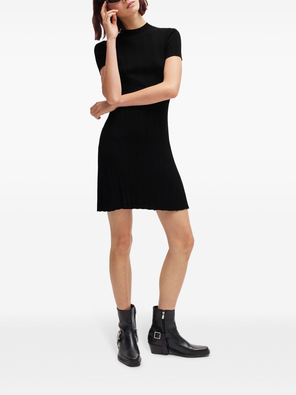 logo-appliqué ribbed knit dress - 2