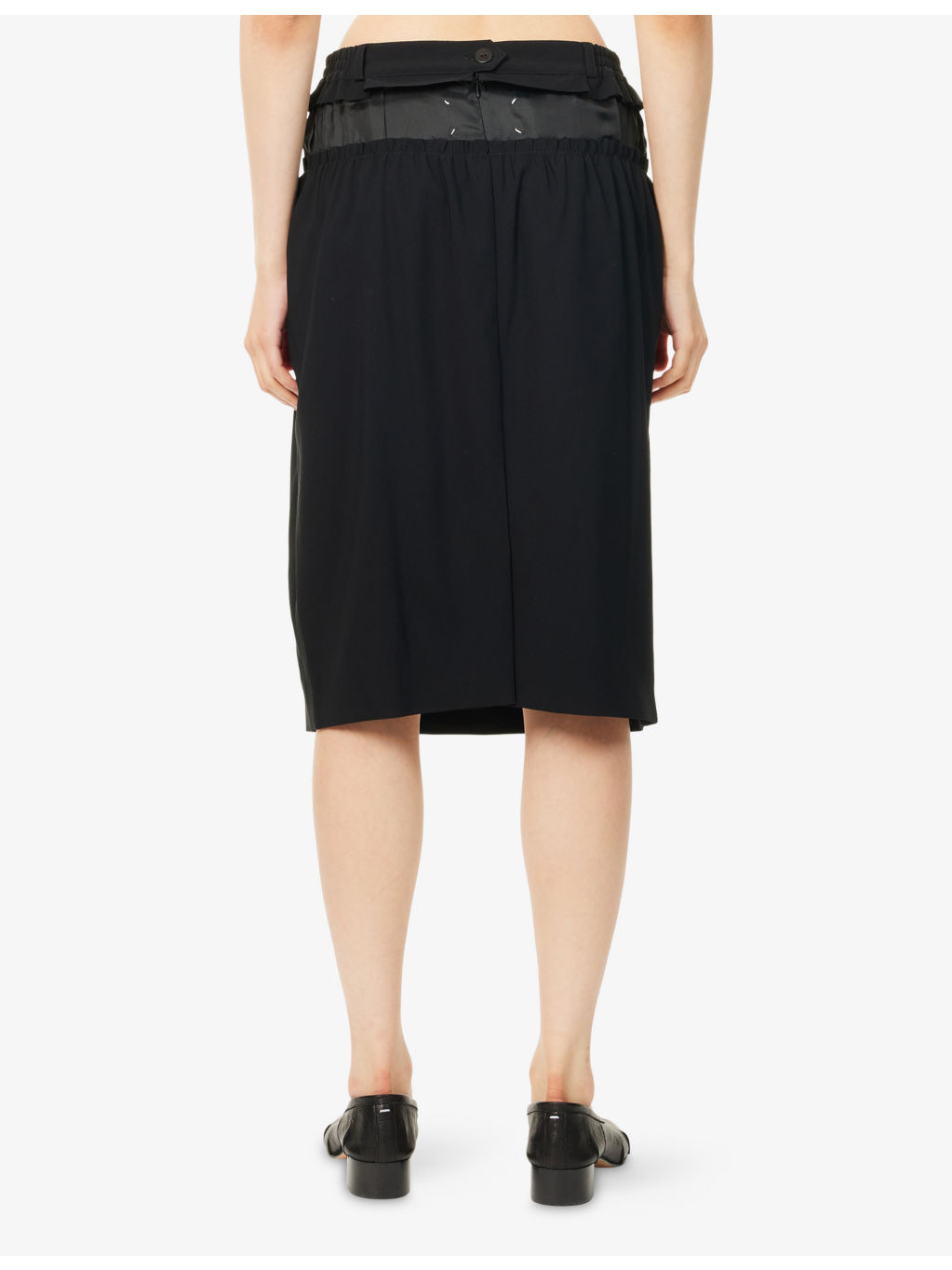 Satin-Waistband Regular-Fit Stretch-Woven Midi Skirt - 4