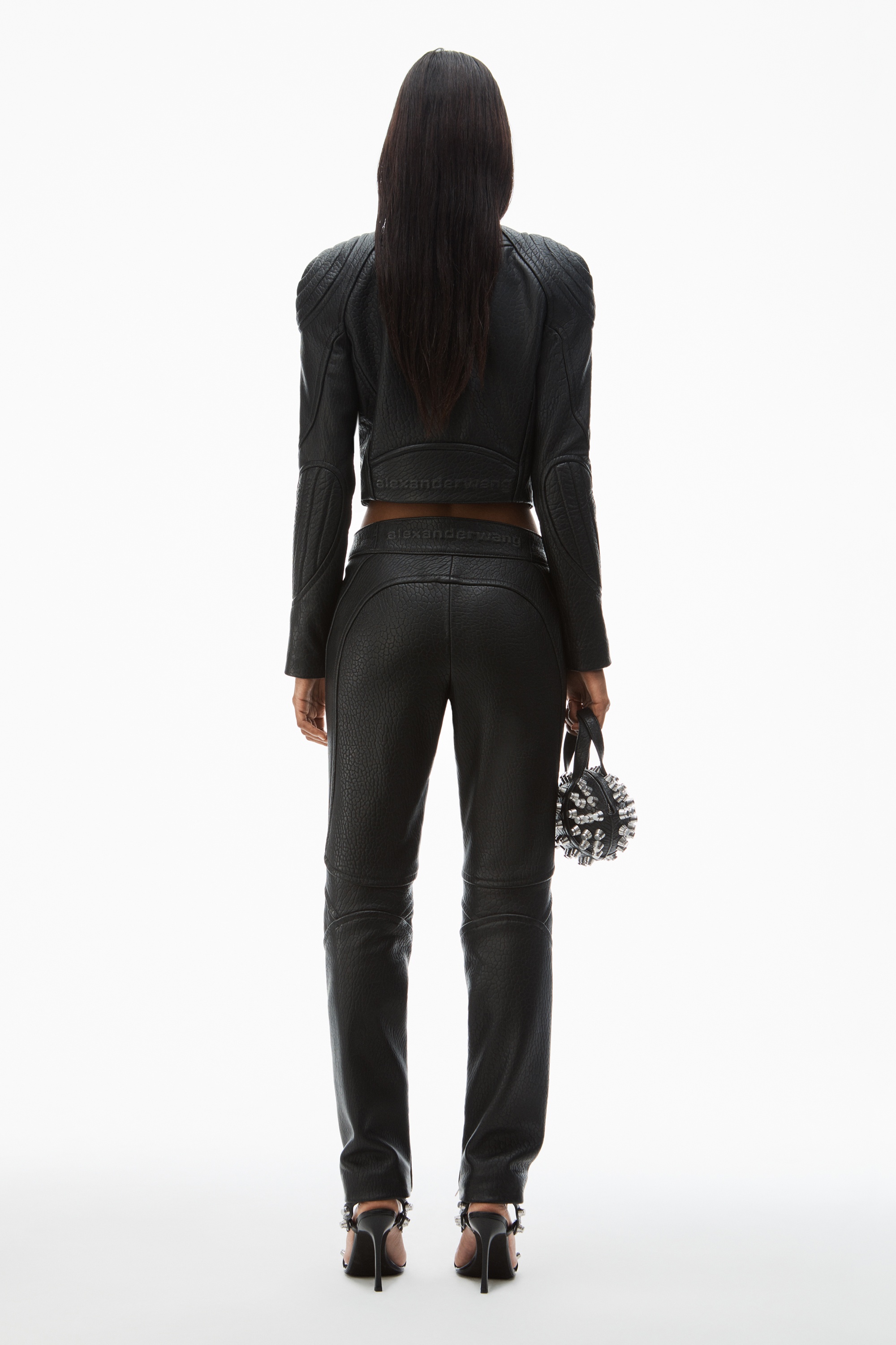 moto slim-leg trouser in lambskin leather - 4