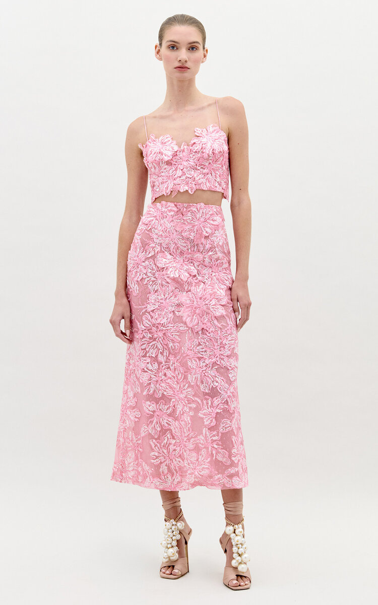 Astrid Appliquéd Midi Skirt pink - 2