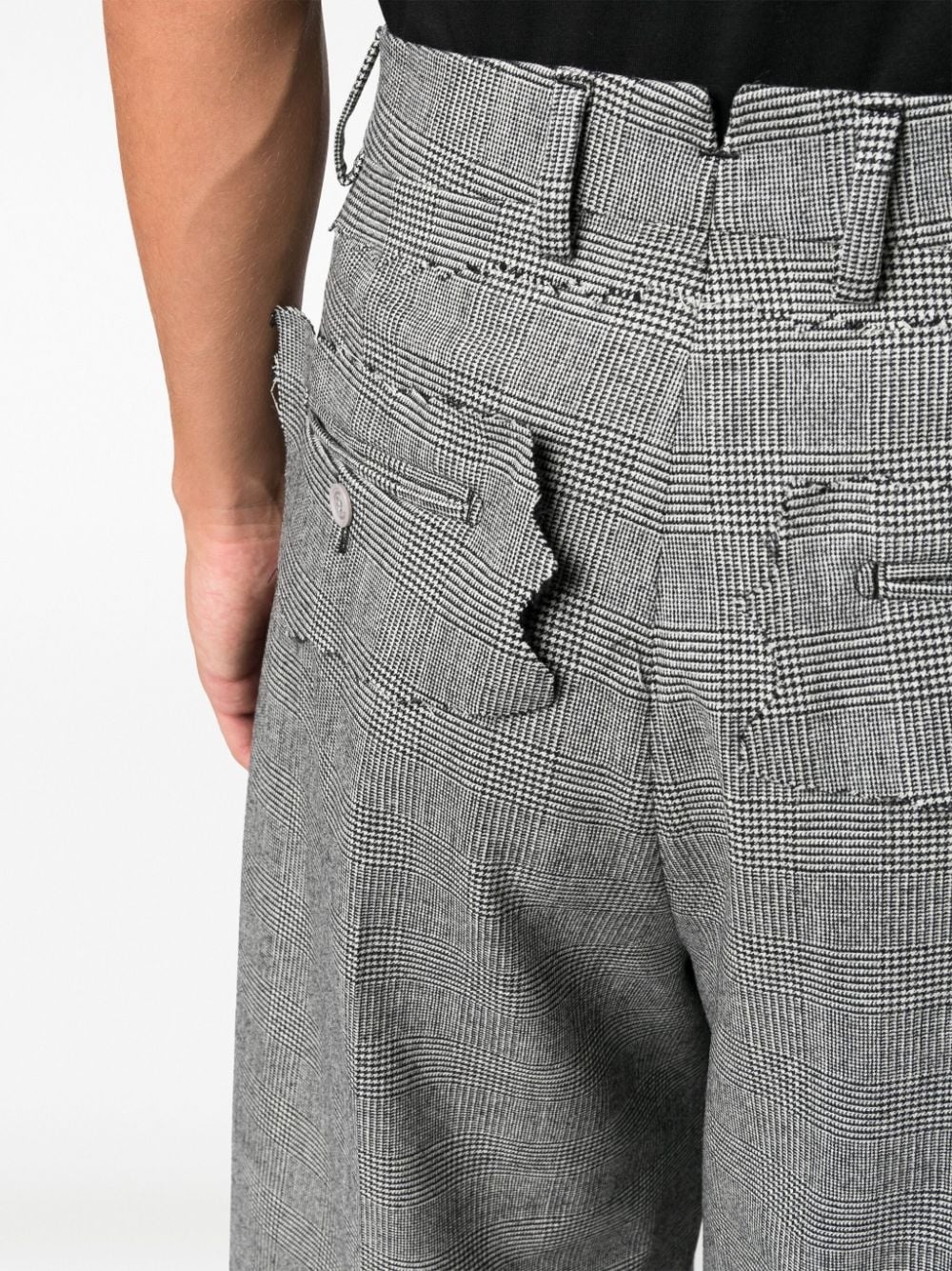 checked wide-leg trousers - 6