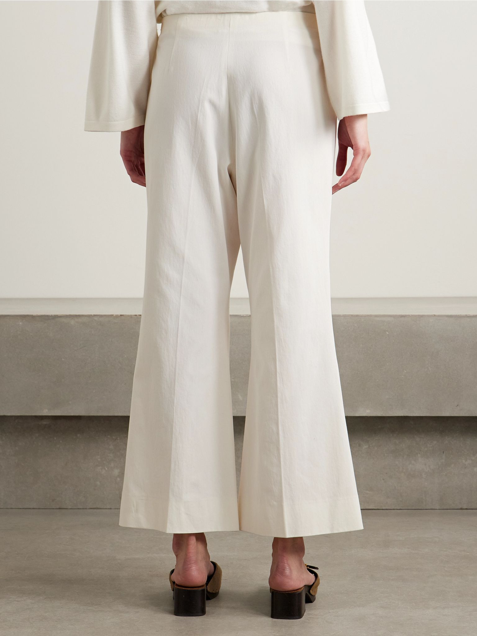 Walter cotton-canvas flared pants Cream - 4