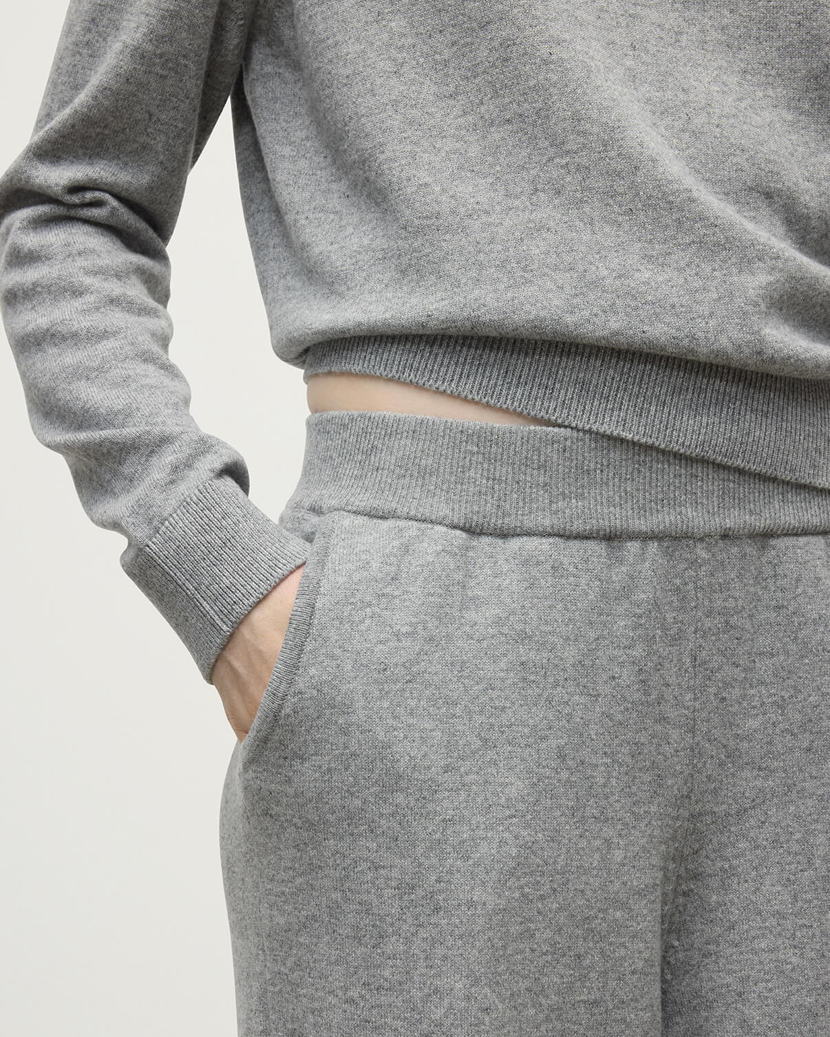 Wide Leg Grey Cashmere Trousers - 5
