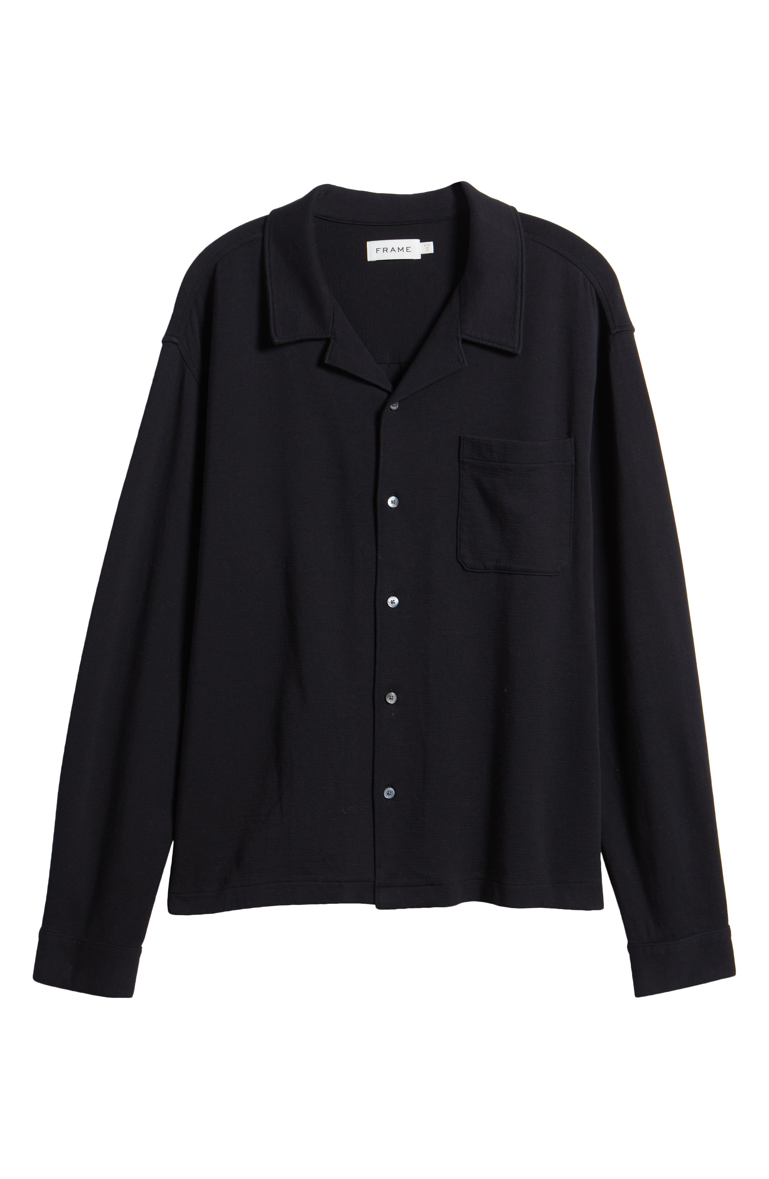 FRAME Long Sleeve Duo Fold Relaxed Shirt in Black at Nordstrom - 5