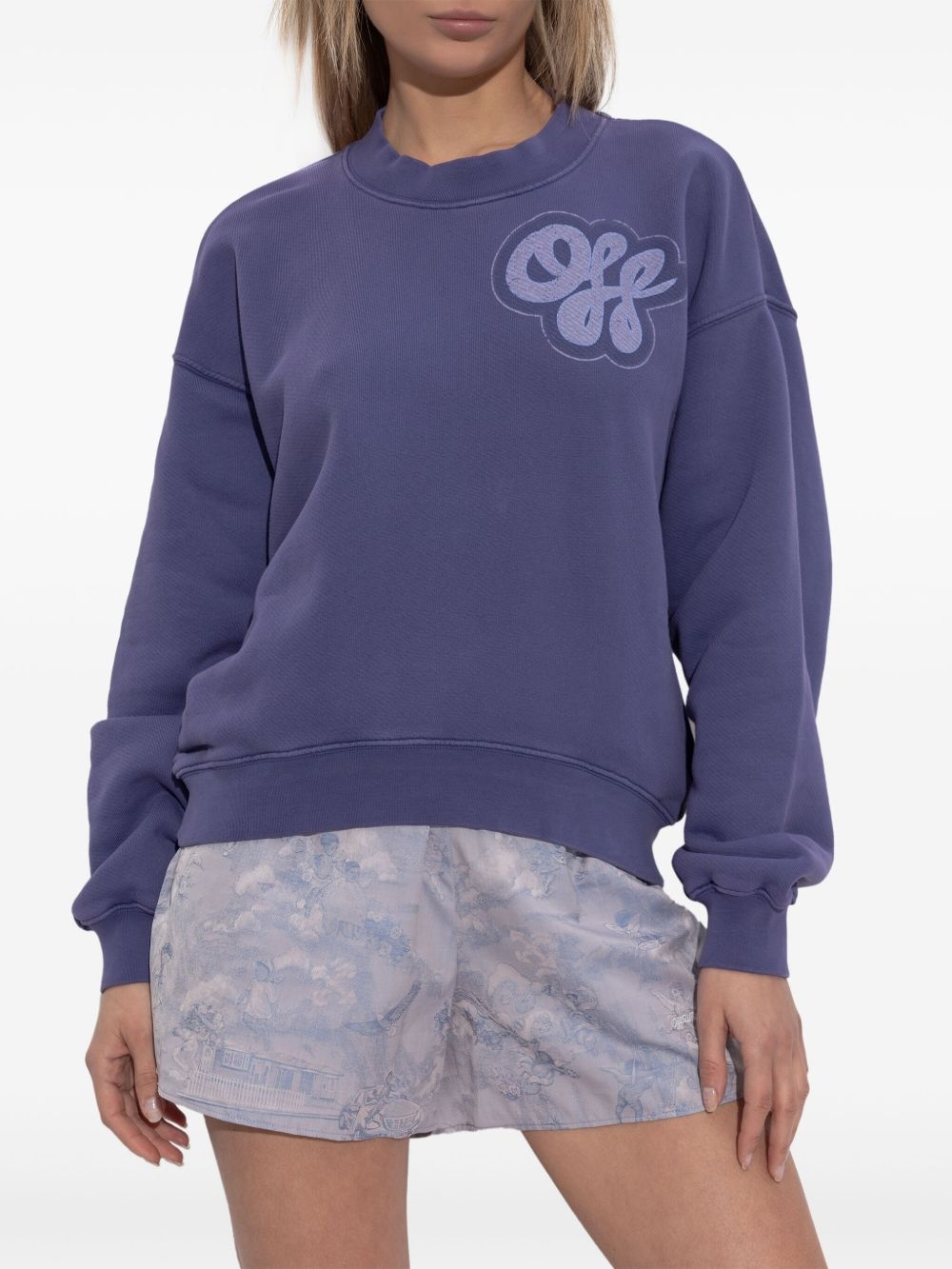 logo-print cotton sweatshirt - 3