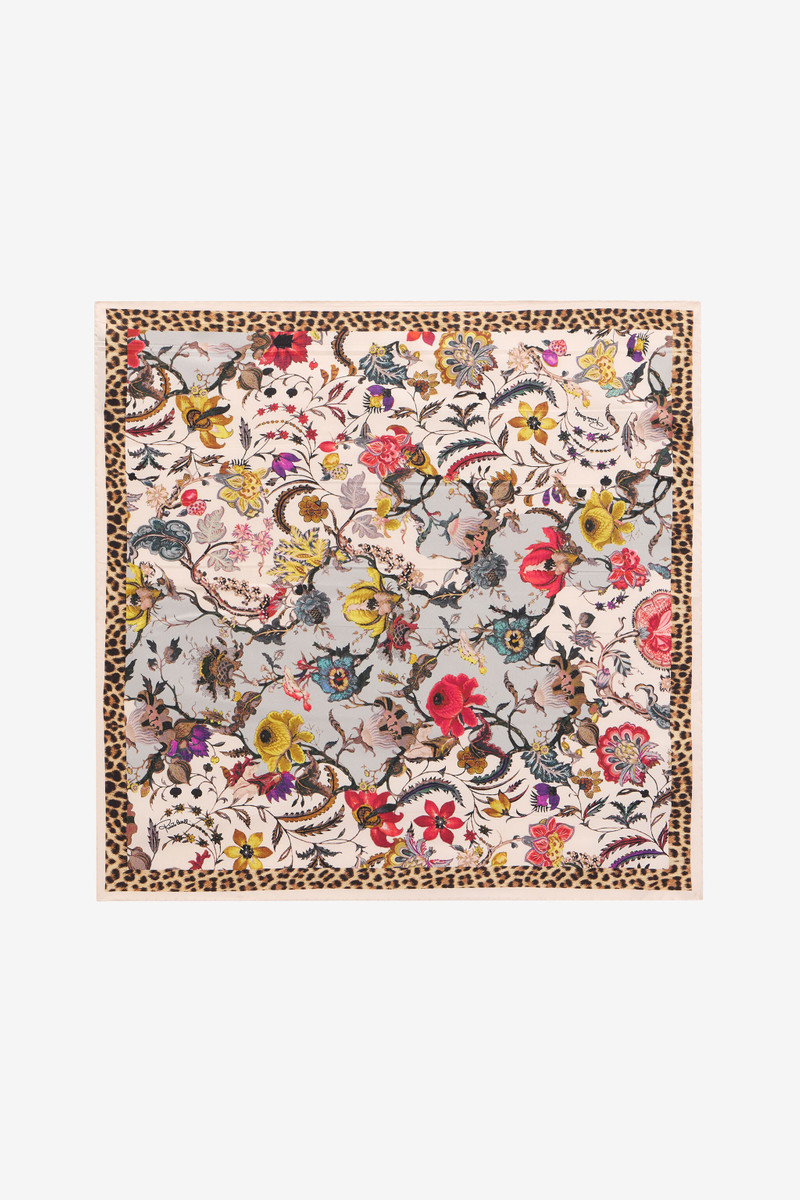 Silk scarf with Florentine Flowers print 1