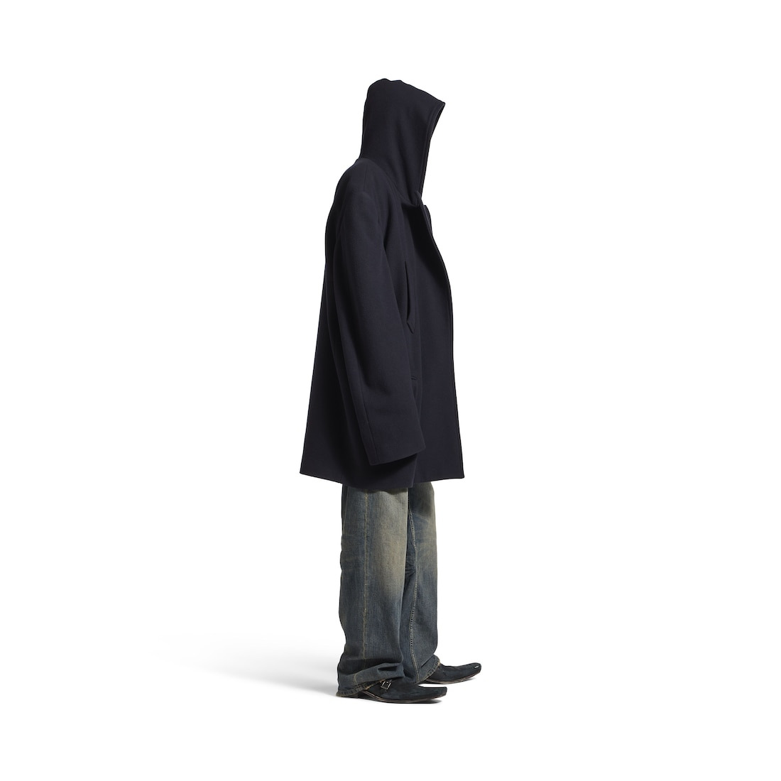 Men's Hooded Short Coat in Dark Navy - 3