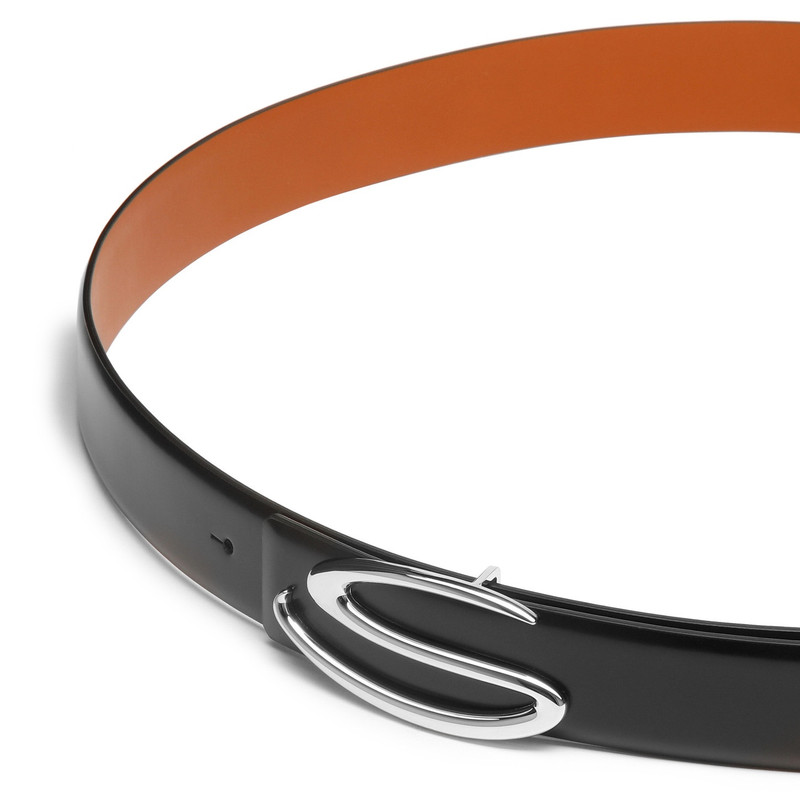 Santoni Black leather belt strap outlook
