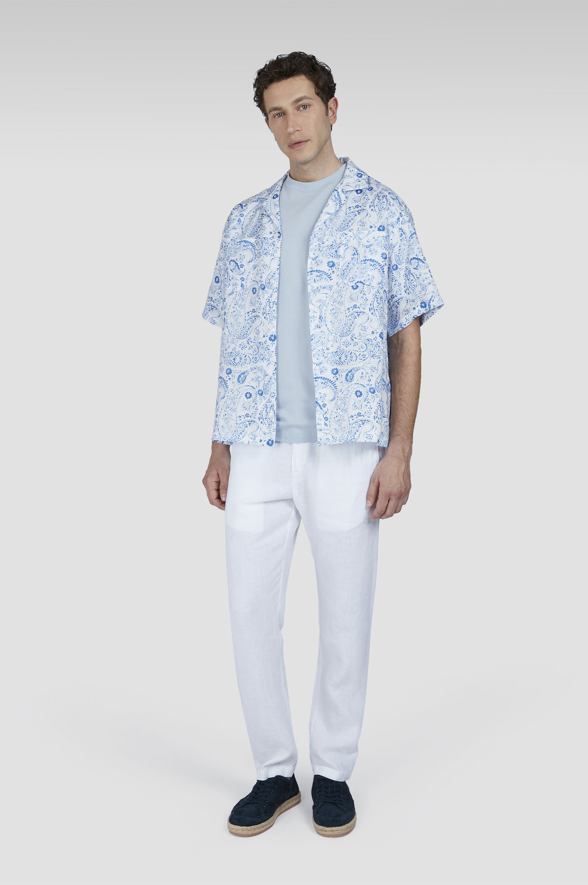 LINEN SHIRT WITH PAISLEY PRINT - 2
