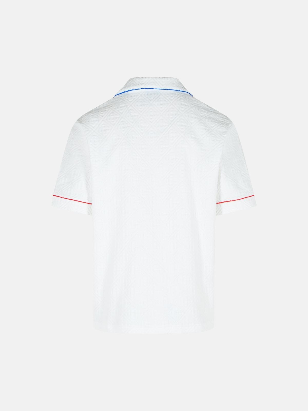 SHORT SLEEVED SHIRT IN JACQUARD COTTON BLEND TERRY CLOTH WITH WHITE MONOGRAM - 3