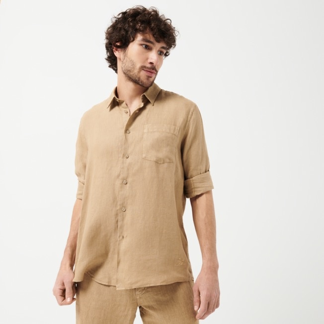 Men Linen Shirt Natural Dye - 9