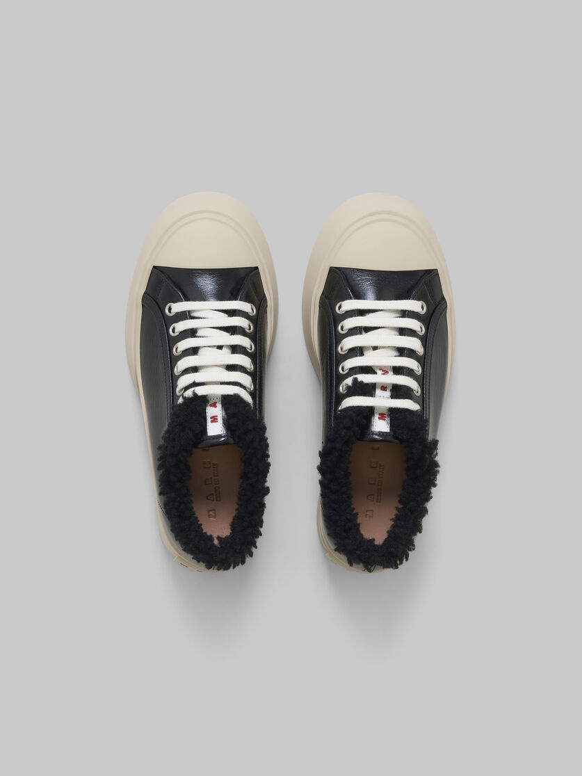 BLACK LEATHER AND SHEARLING PABLO SNEAKER - 4
