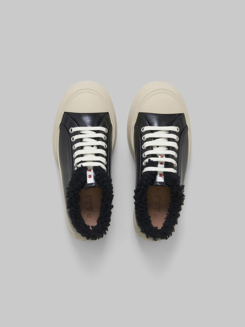 BLACK LEATHER AND SHEARLING PABLO SNEAKER 4