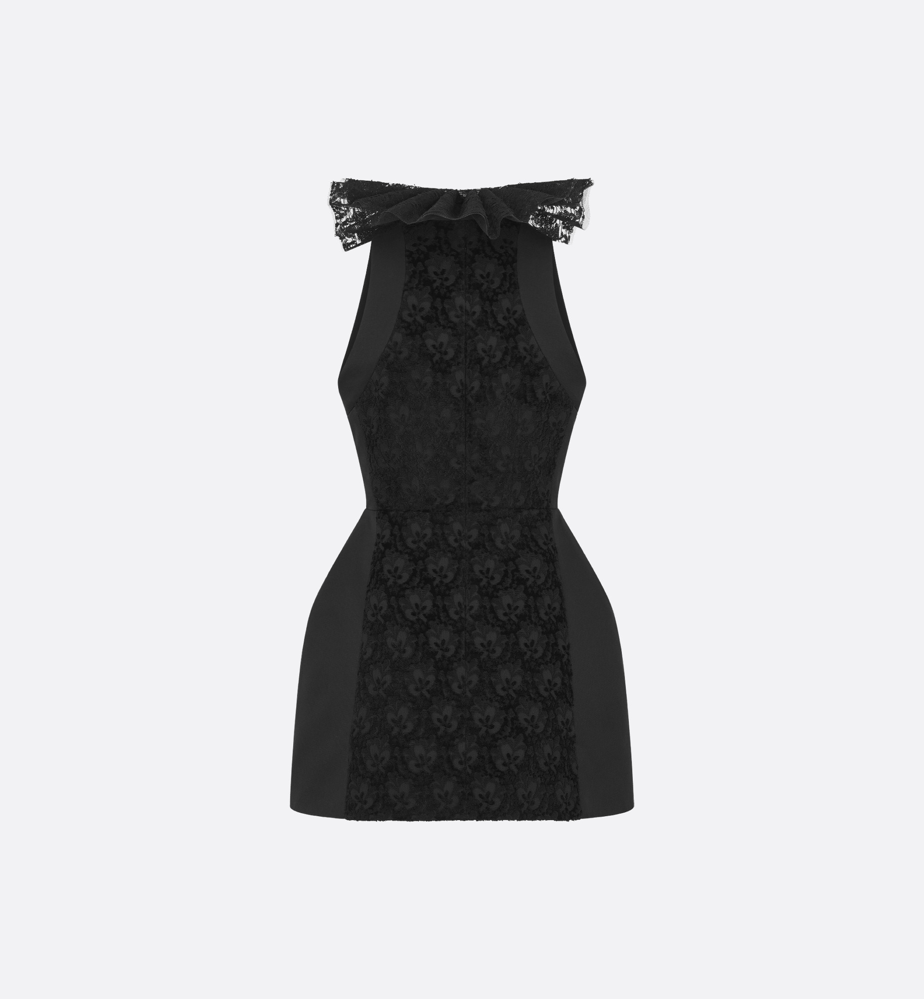 Short Dress with Removable Ruff Collar - 2