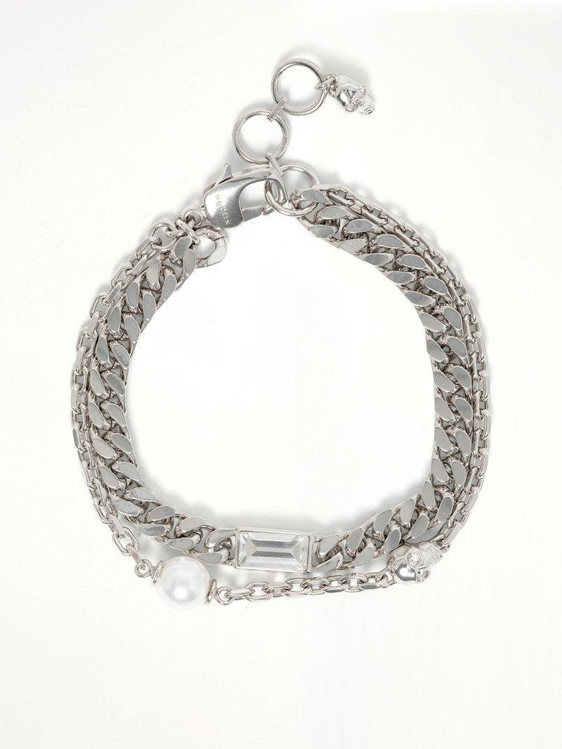 Alexander McQueen Skull & Pearl Bracelet in Silver outlook