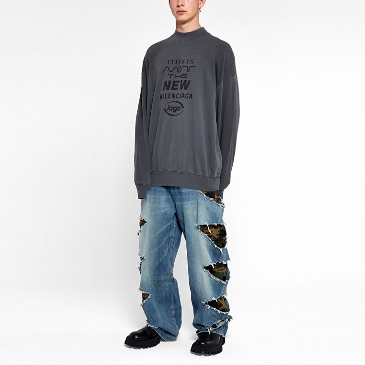 Balenciaga 'This Is Not The New Balenciaga Logo' Sweater 'Dark Grey' 652981TKVE41069 - 3