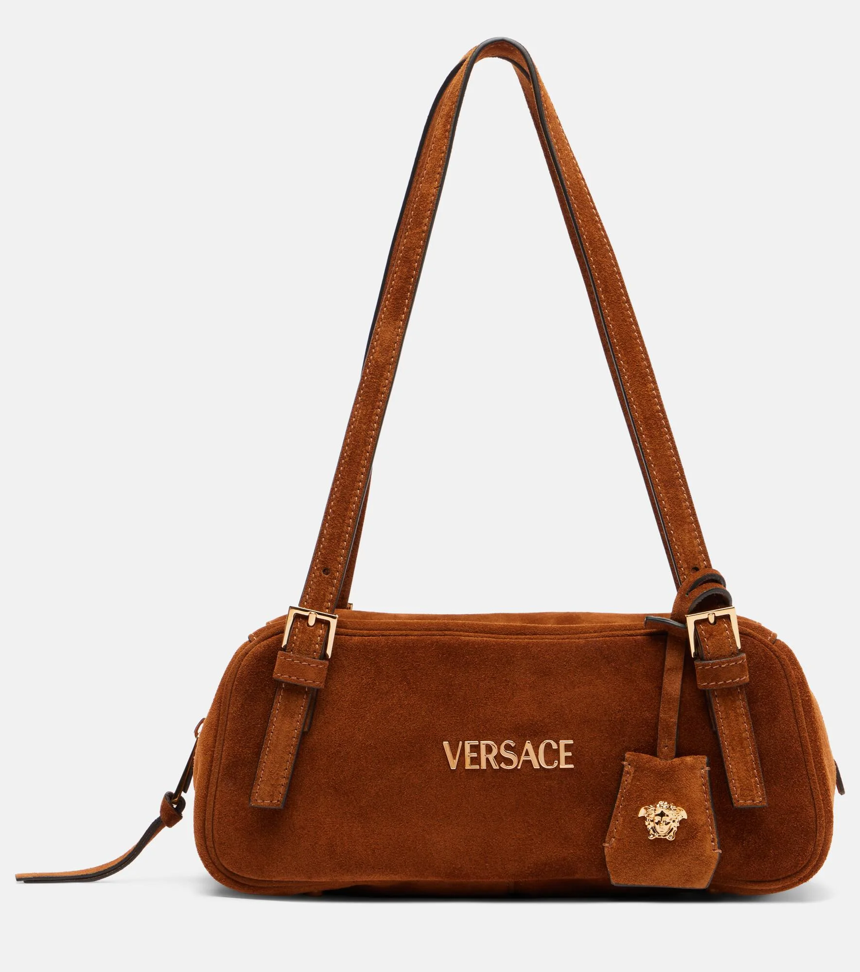 Versace Tag suede shoulder bag - 1