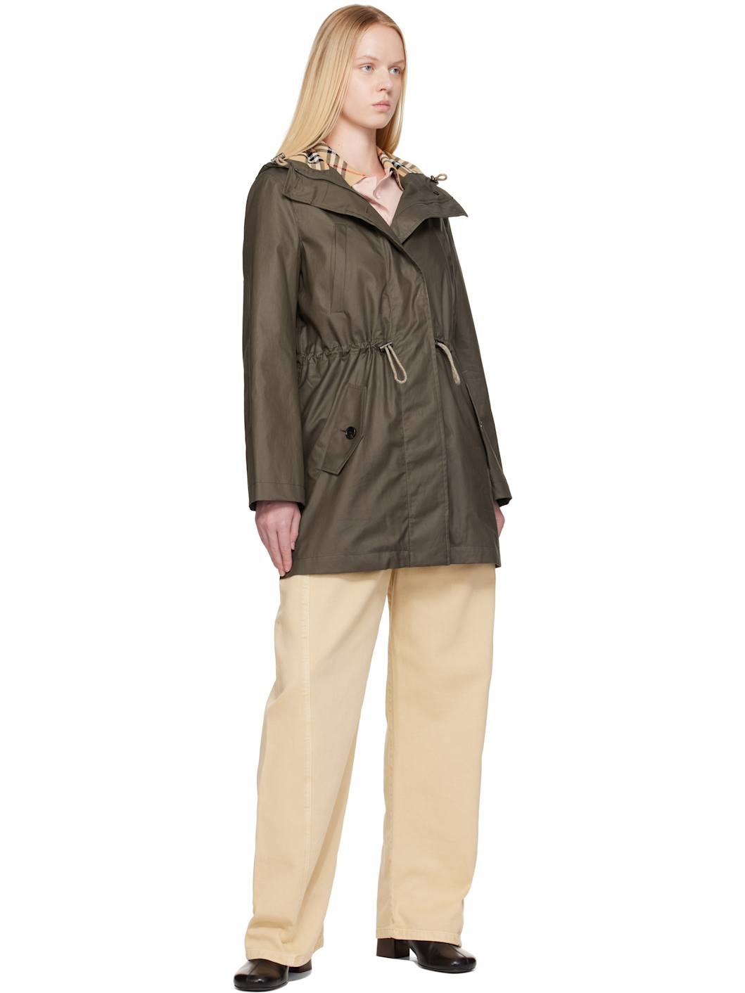 Khaki Coated Gabardine Parka - 4