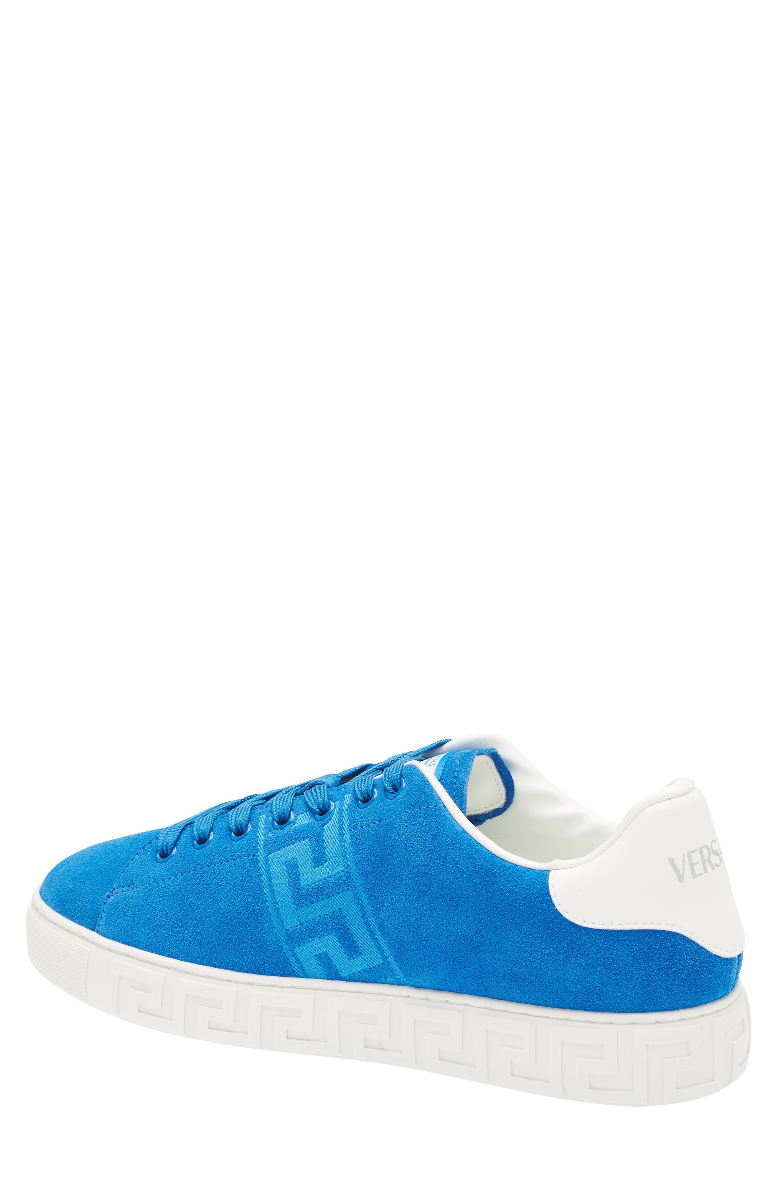 Versace Greca Suede Low Top Sneaker in Sky Diver White at Nordstrom - 2