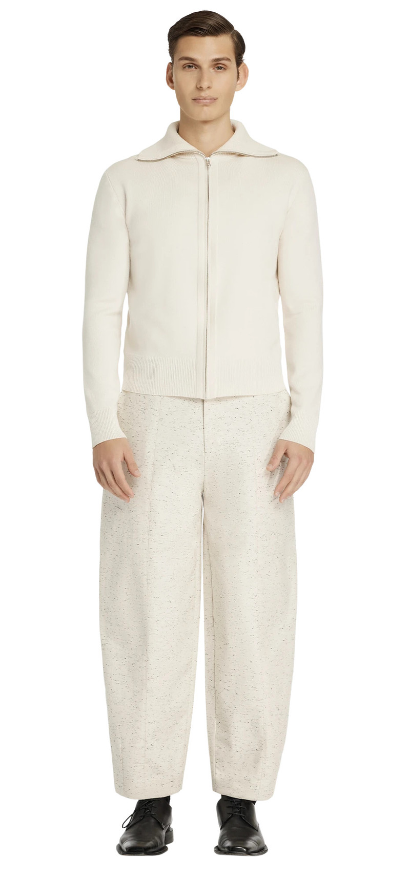 entire studios KNIT ZIP UP JACKET IVORY outlook