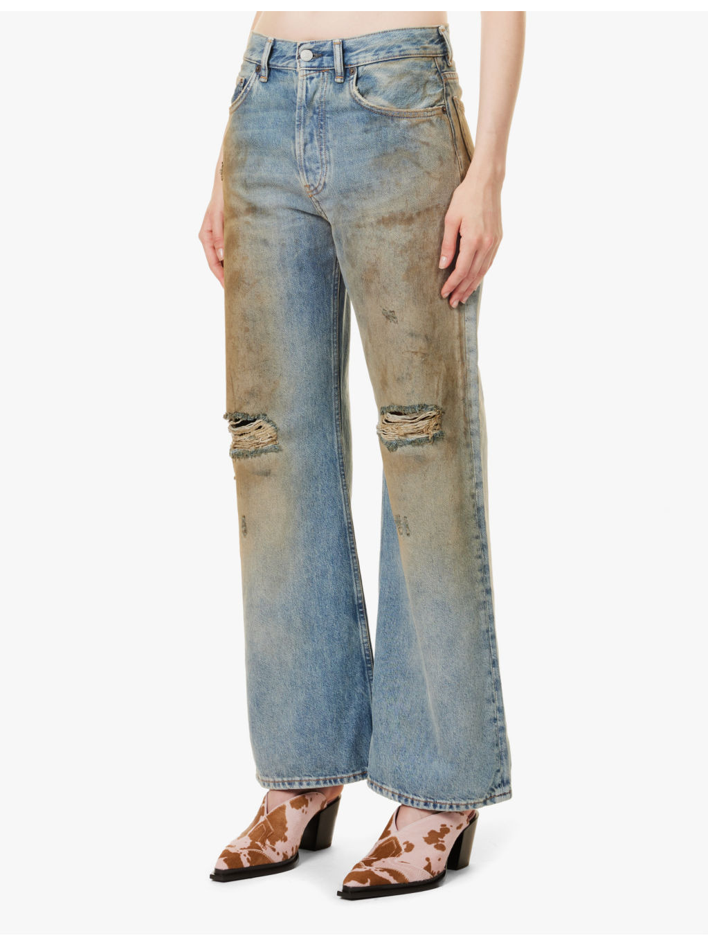 Distressed wide-leg mid-rise jeans - 3