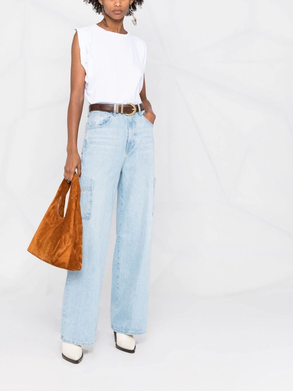 ruched-sleeve cotton T-shirt - 2