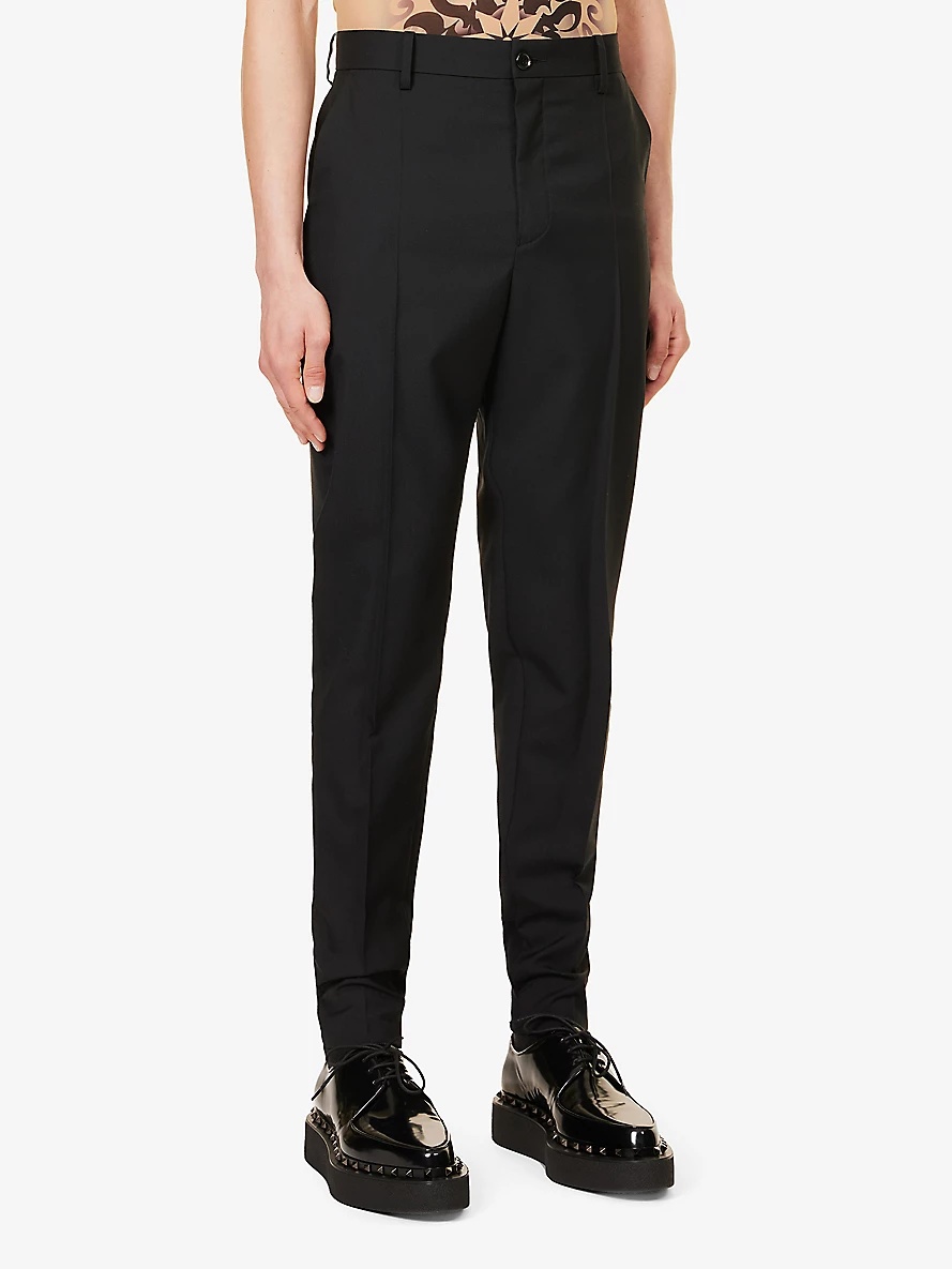 Band-patch regular-fit tapered-leg mid-rise wool trousers - 3