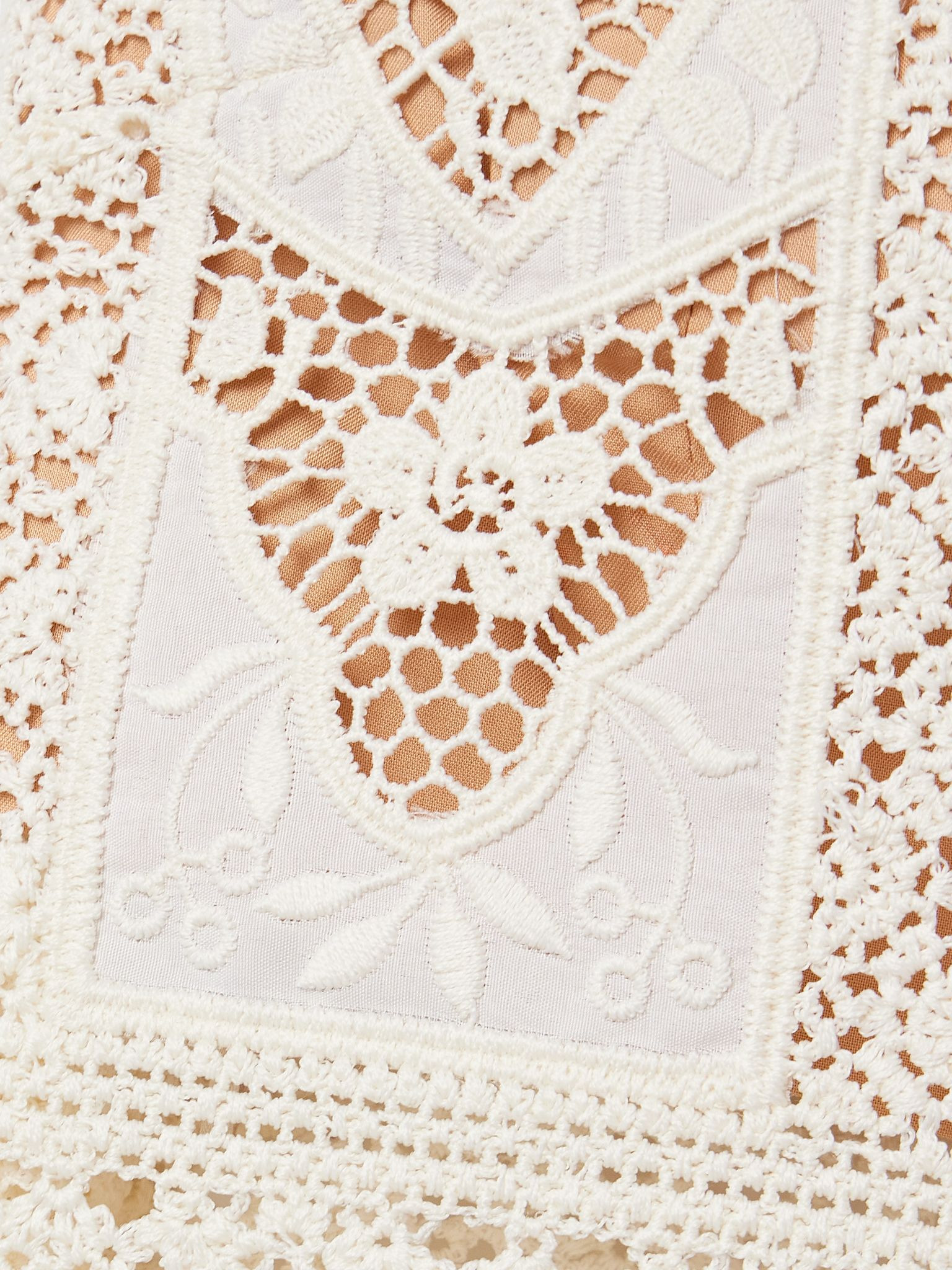Casablanca cropped embroidered voile and crocheted tank White - 4