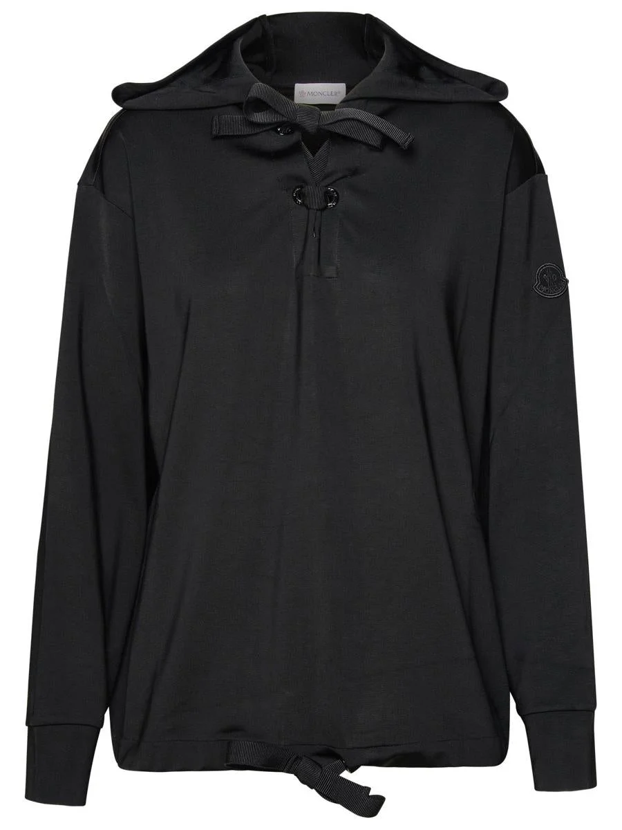 MONCLER BLACK VISCOSE SWEATSHIRT - 1