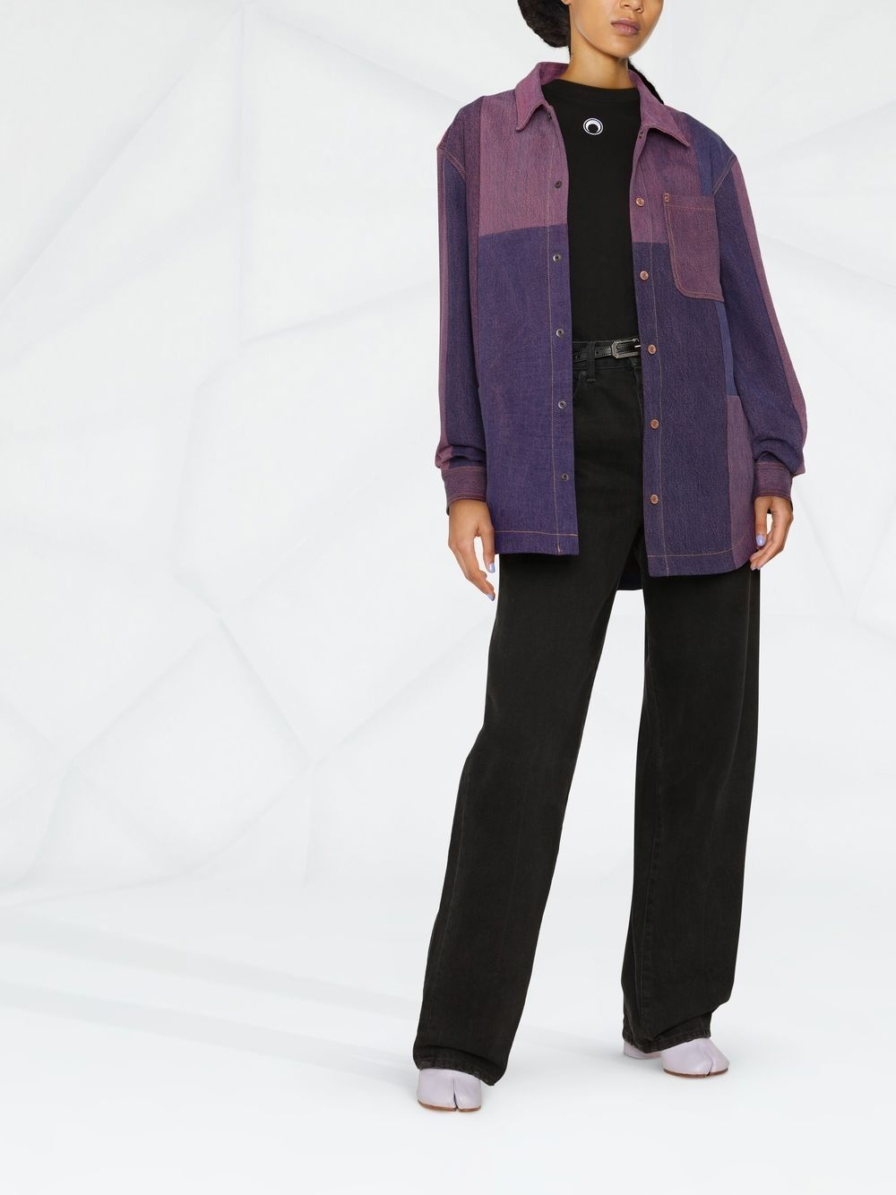 patchwork logo-print shirt - 2