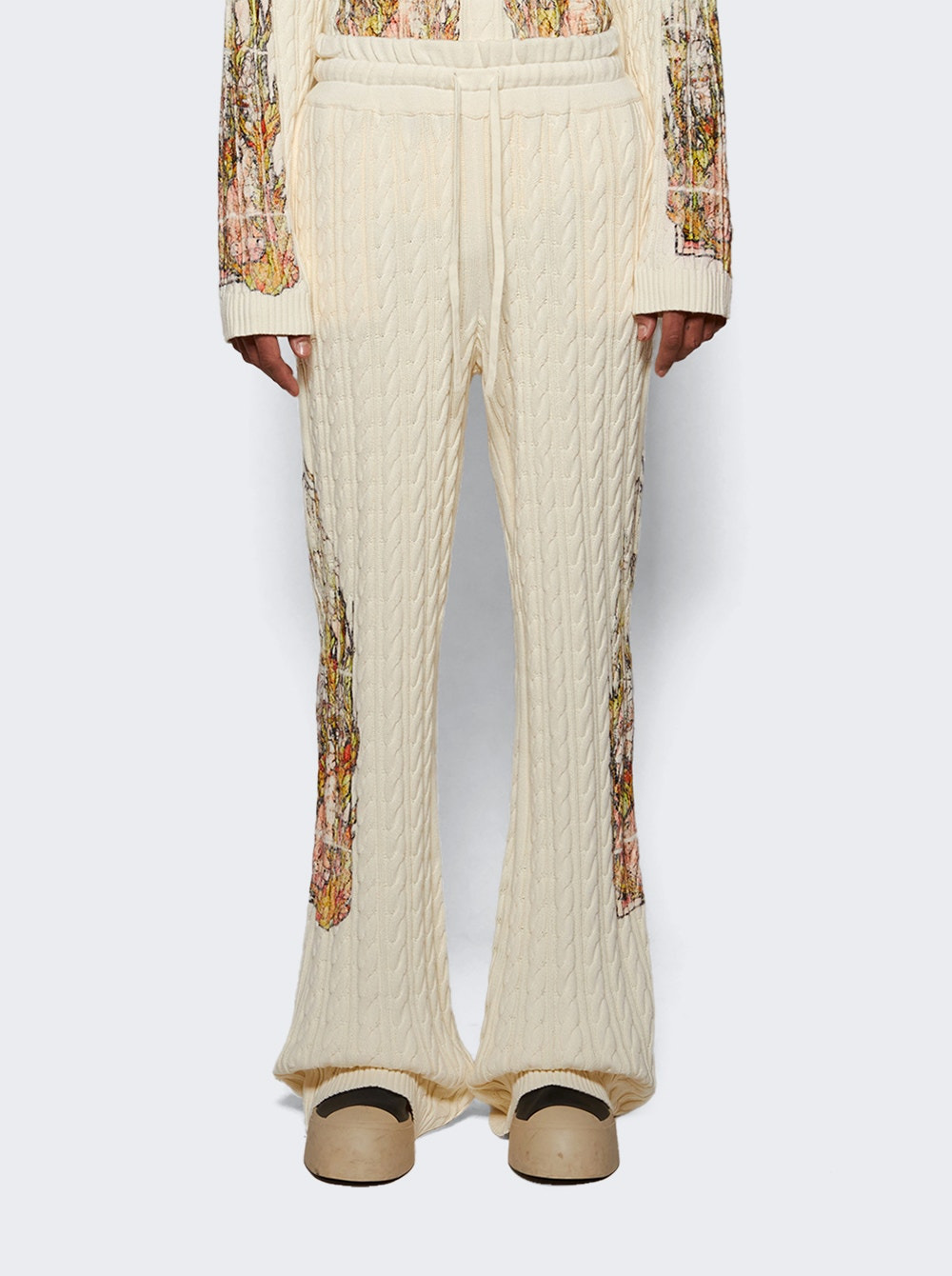 Flame Glass Cable Knit Lounge Pants Cream - 2