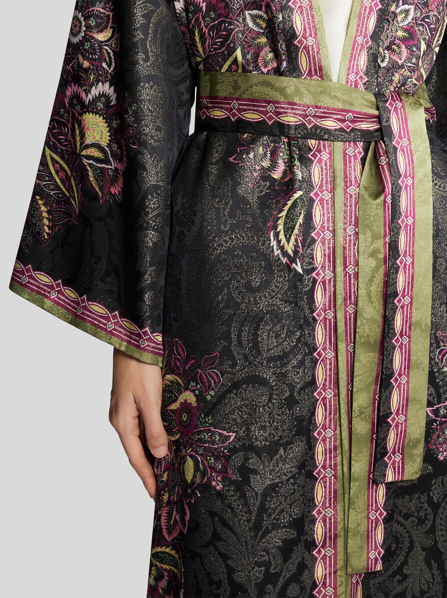 SILK JACQUARD KESA ROBE WITH BELT - 2
