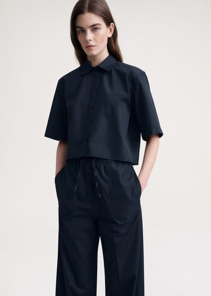 Cotton drawstring trouser dark navy - 5