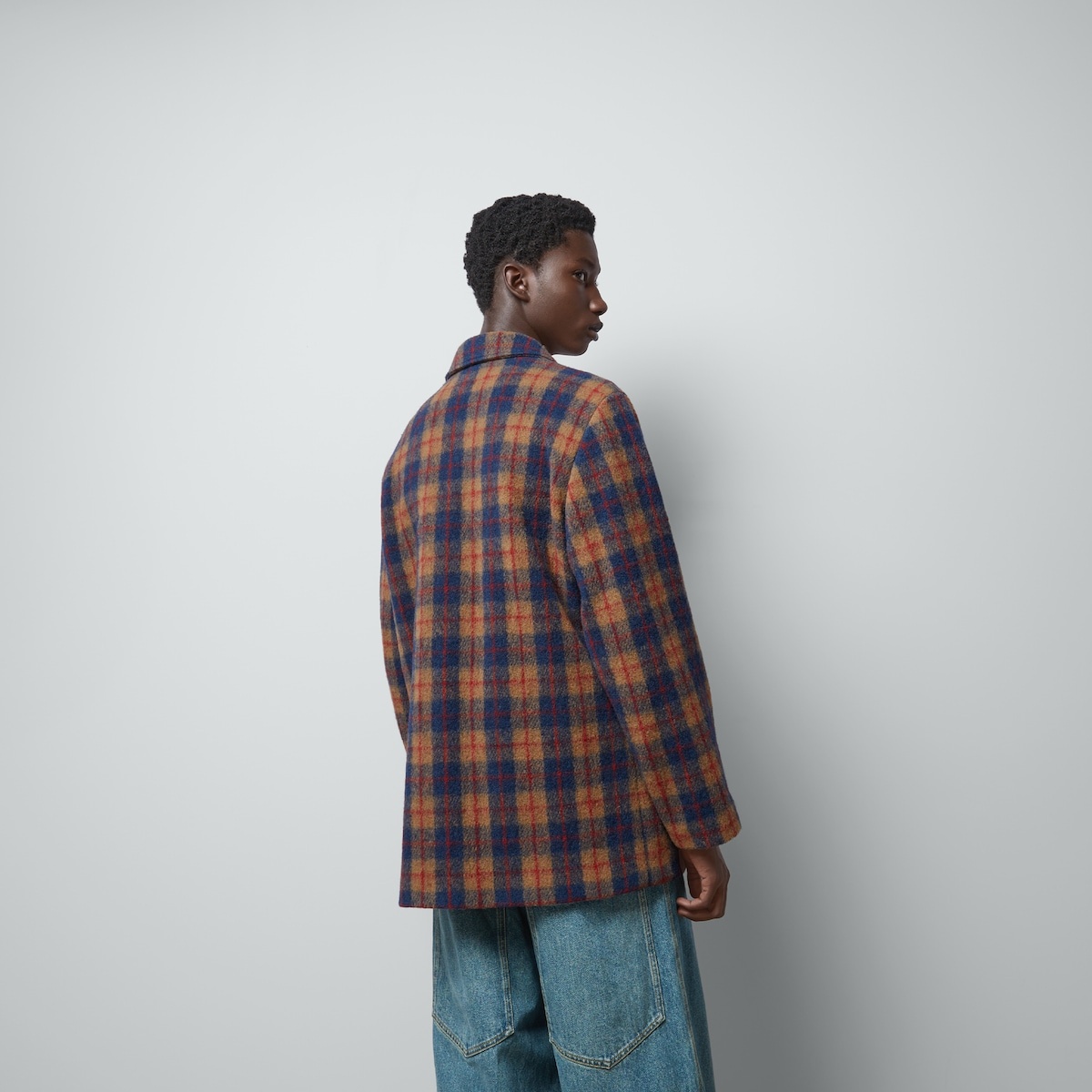 Check wool jacket with Interlocking G - 6