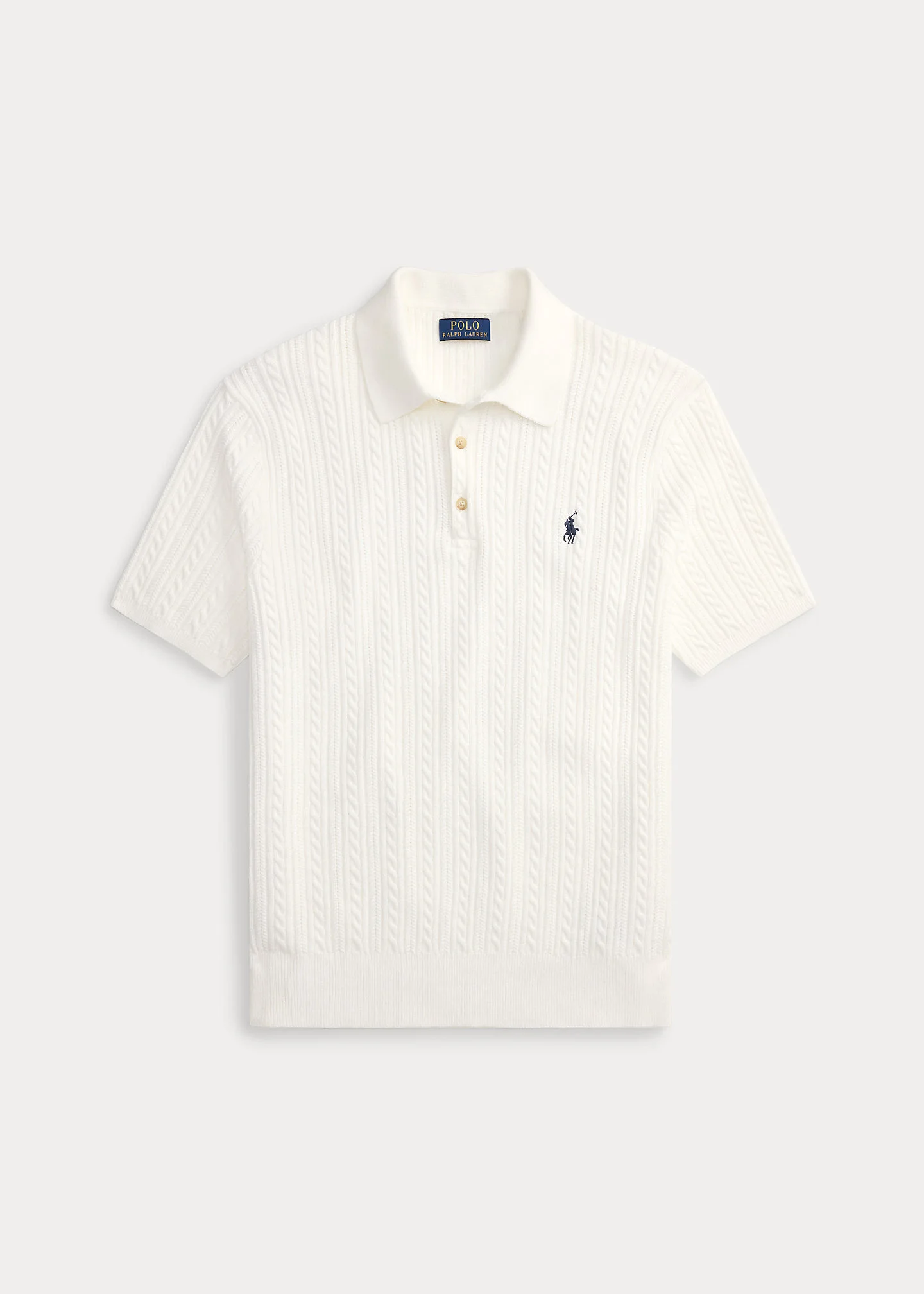 Cable-Knit Cotton Polo Sweater - 1