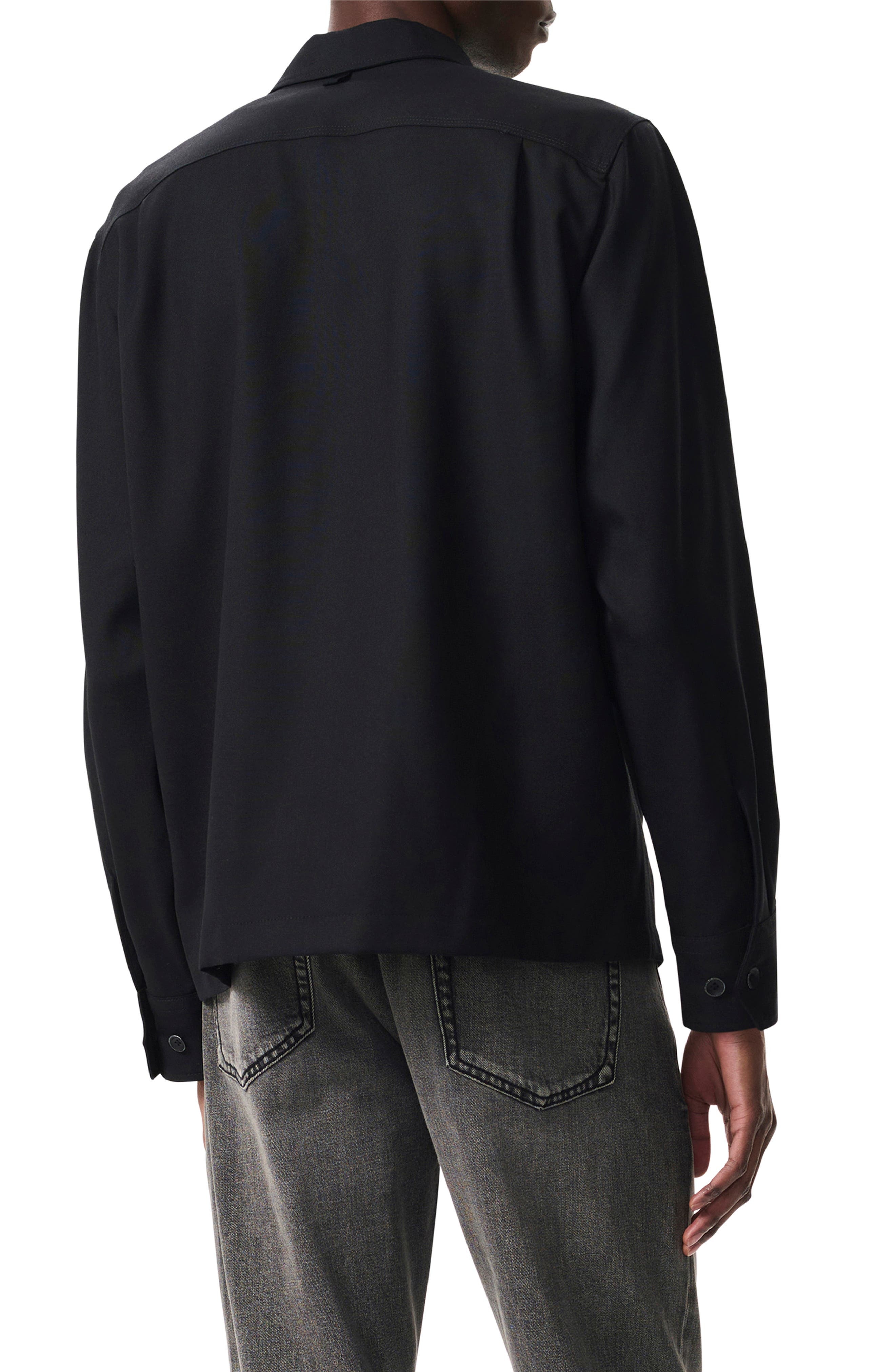 rag & bone Hyde Wool Blend Piqué Button-Up Shirt Jacket in Black at Nordstrom - 2