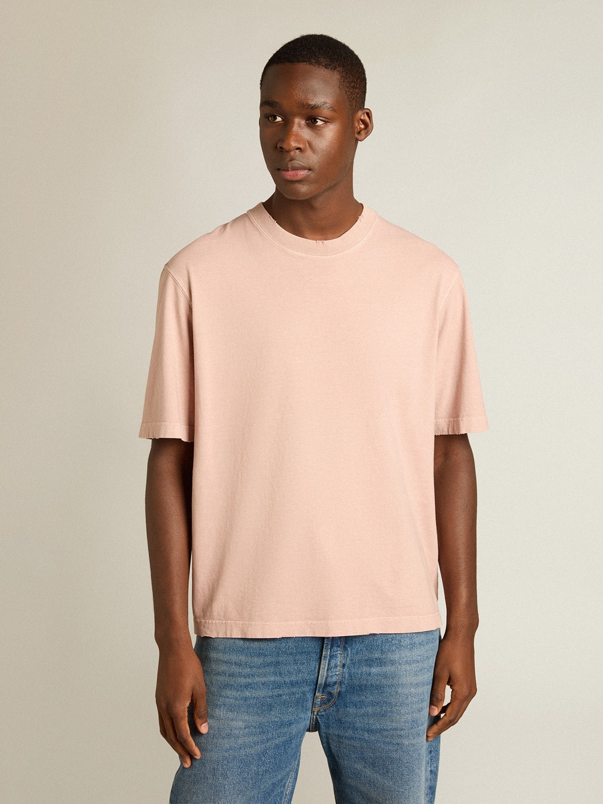 Powder-pink T-shirt with reverse logo on the back - Asian fit - 2