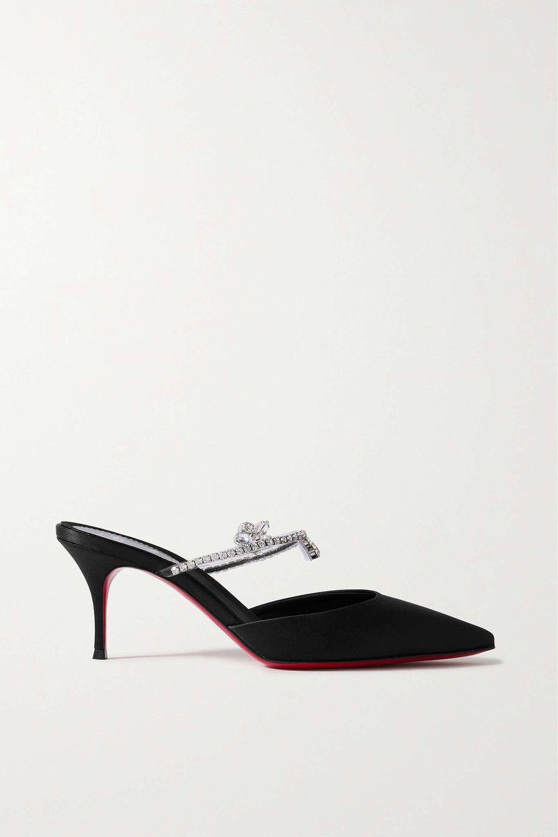 Planet Queen 70 crystal-embellished satin mules - 1