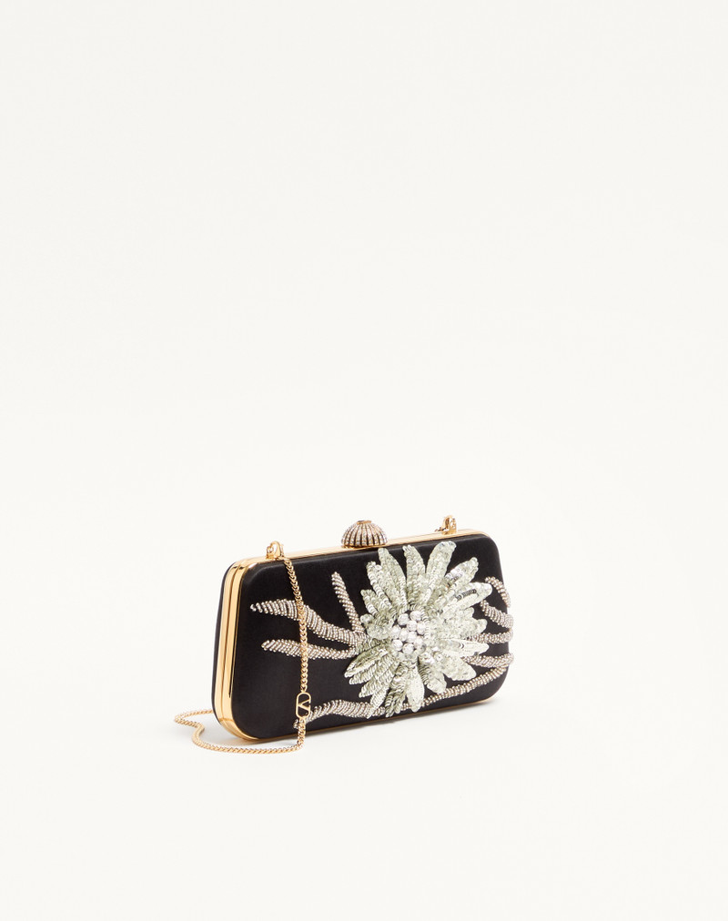 VALENTINO GARAVANI CARRY SECRETS MINAUDIERE IN SATIN WITH FLORAL EMBROIDERY 3