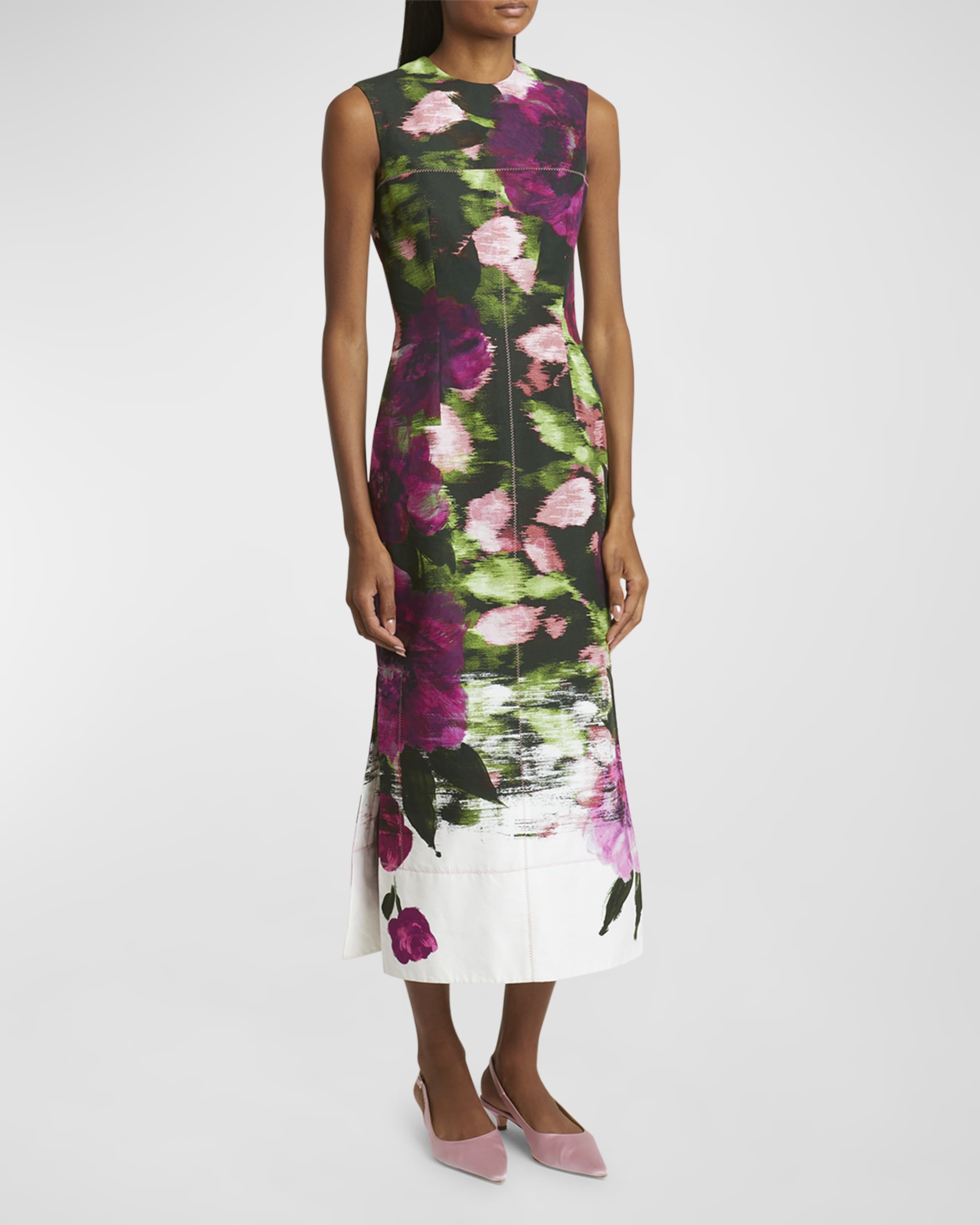 Abstract Floral Midi Pencil Dress - 2