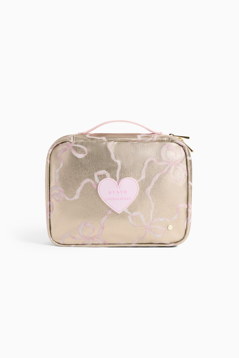 STATE x LoveShackFancy Gold Bensen Toiletry Kit 1