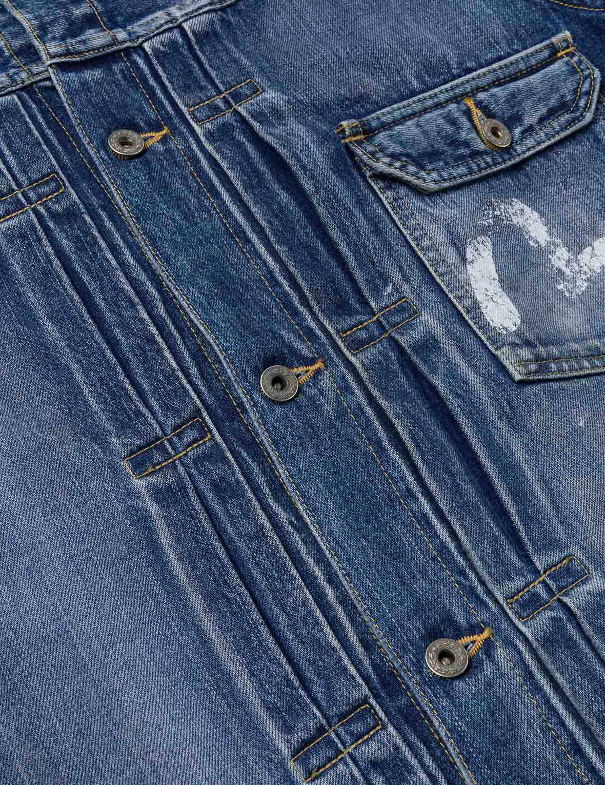 Seagull Print Regular Fit Denim Trucker Jacket - 9