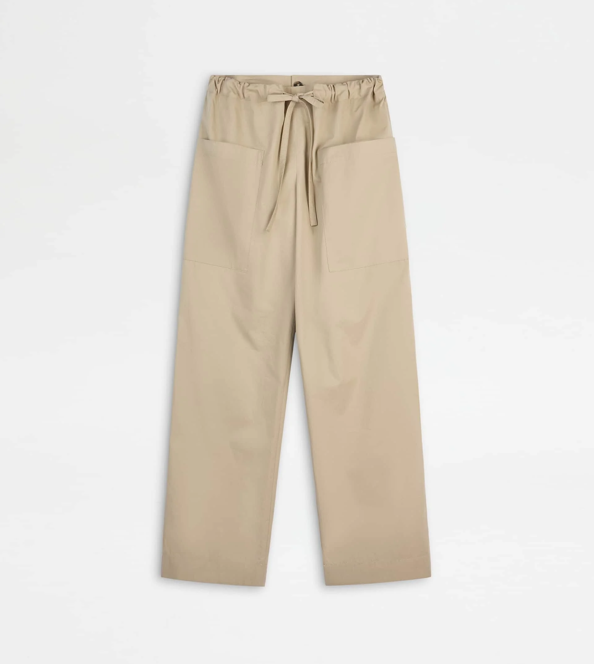 PANTS IN POPLIN WITH DRAWSTRING - BEIGE - 1