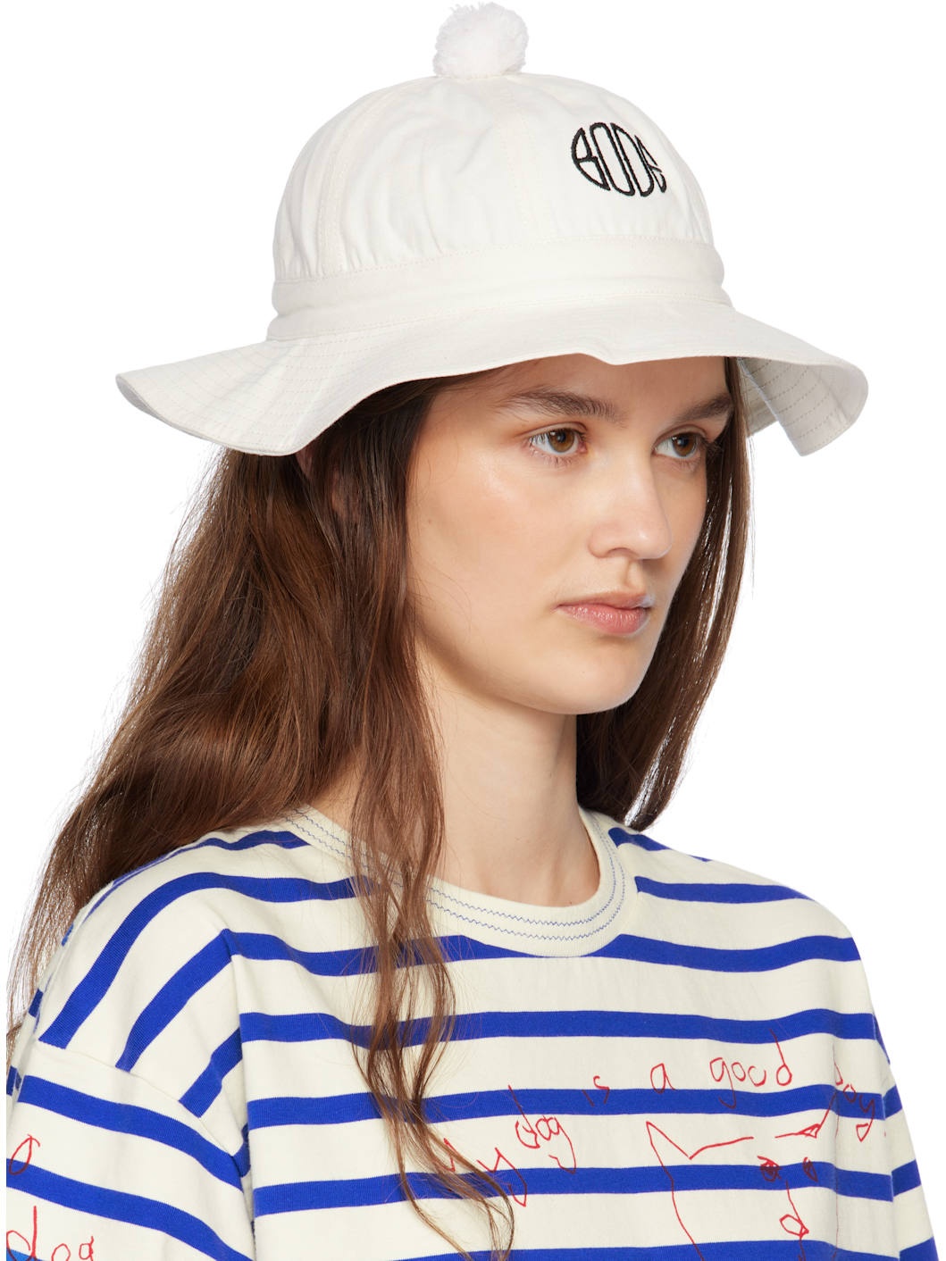 White Paneled Grandfather Bucket Hat - 2