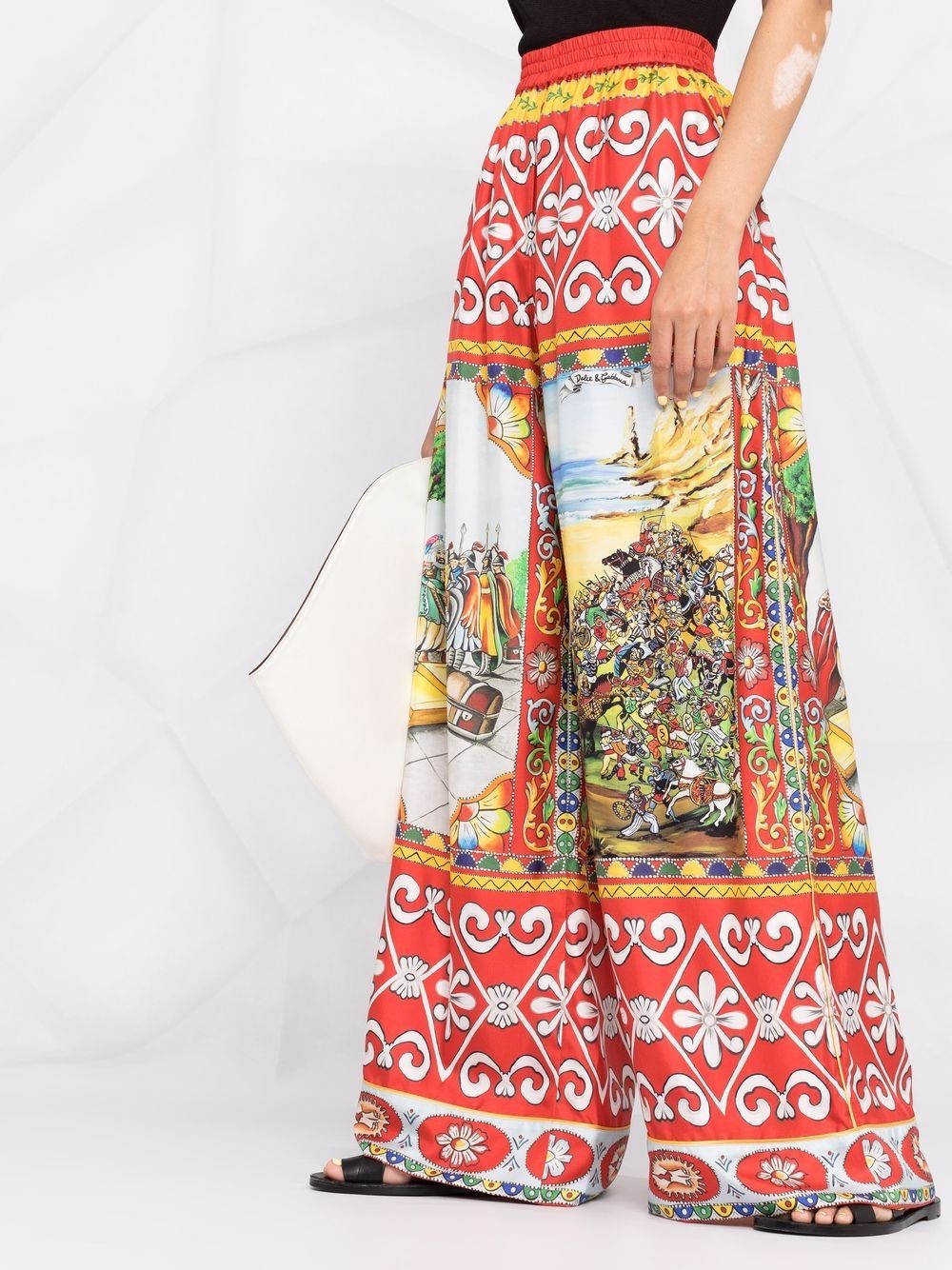 Carretto-print palazzo trousers - 3