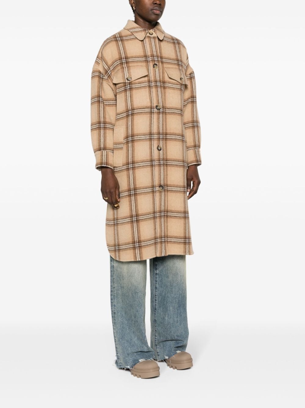 Fontizia check-pattern midi coat - 3