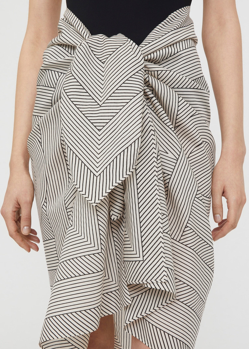 Striped monogram cotton silk sarong creme 4