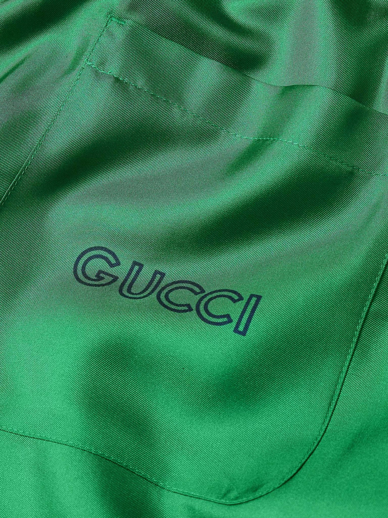 Wide-Leg Printed Silk-Satin Shorts 4