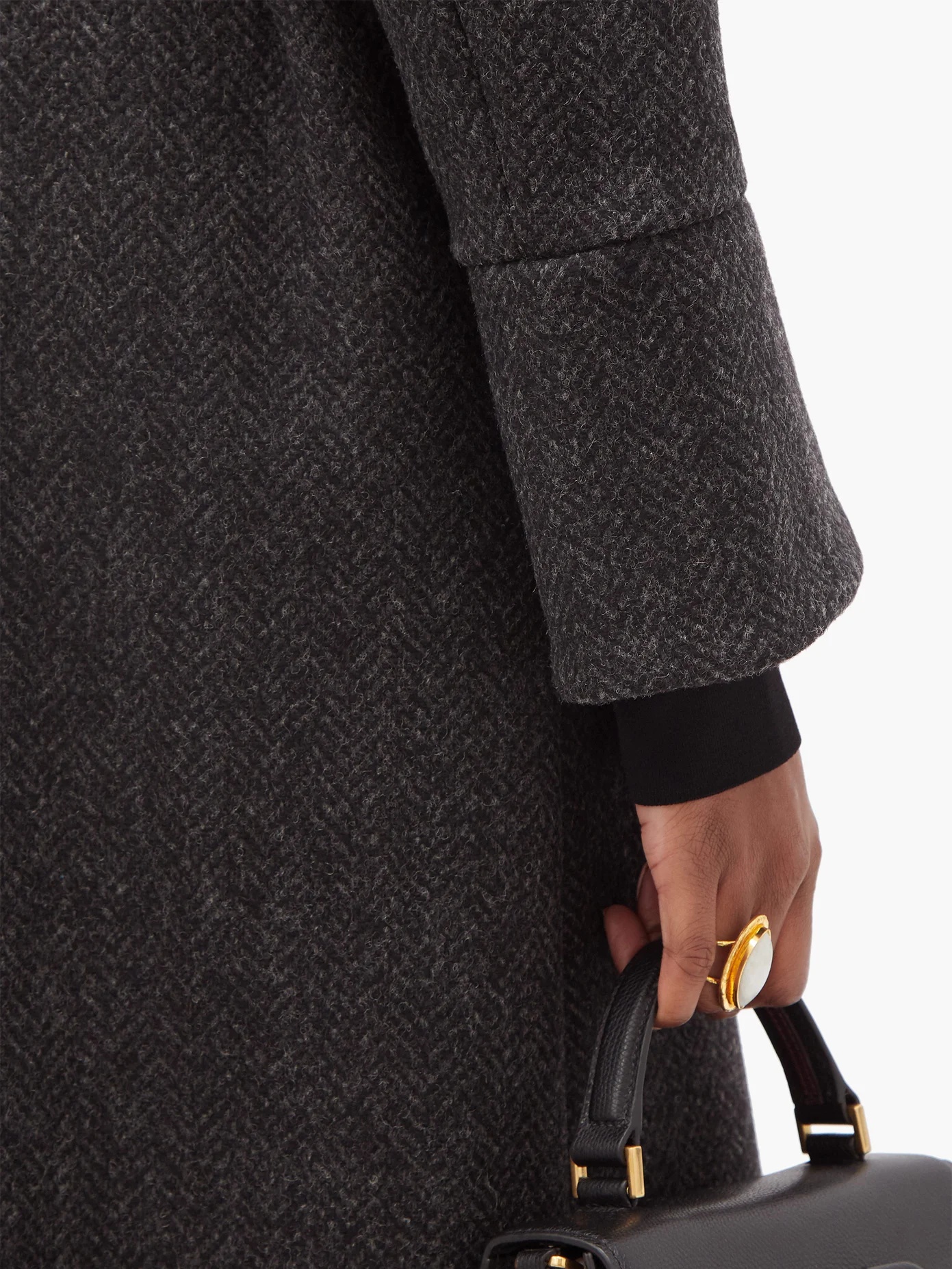 Silk-insert wool-blend herringbone coat - 4