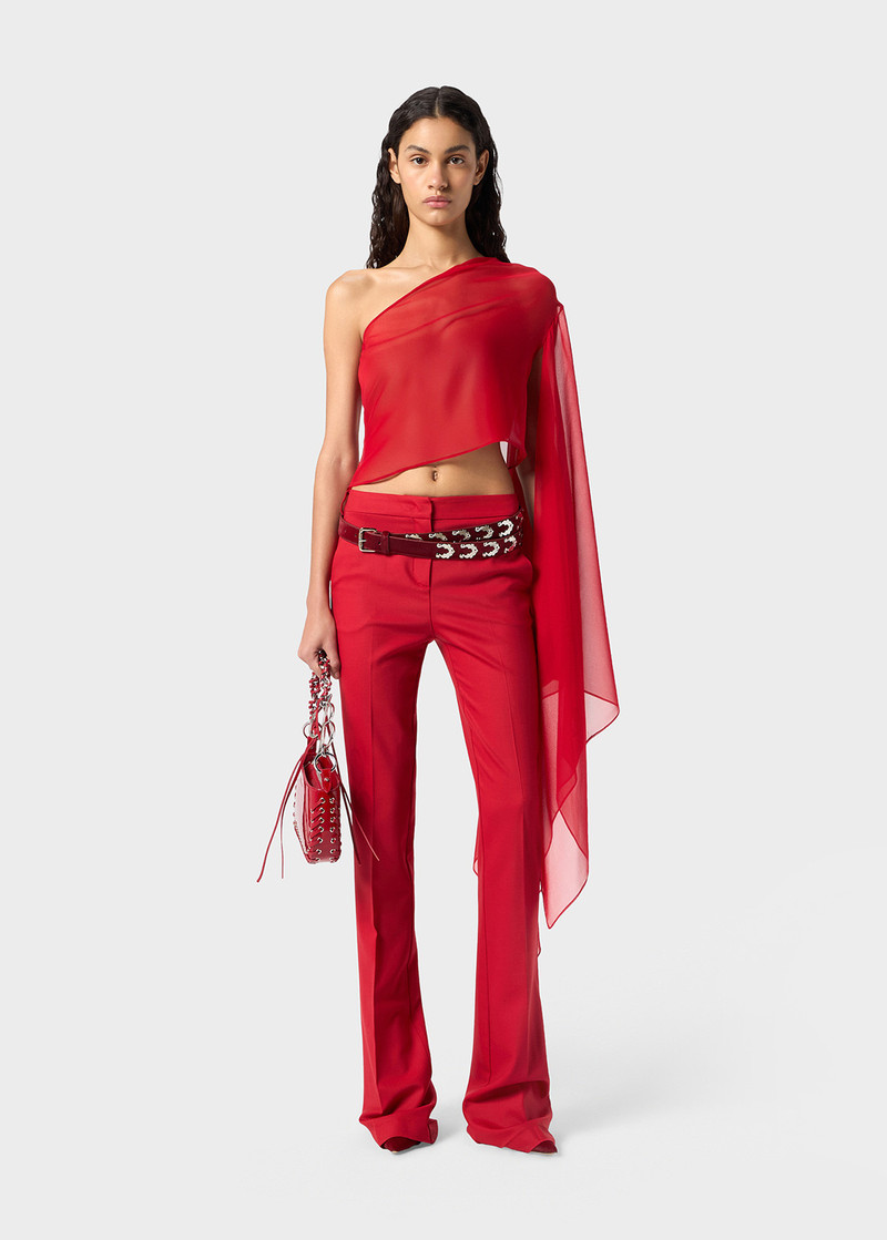 Blumarine TWILL WOOL PIPE TROUSERS outlook